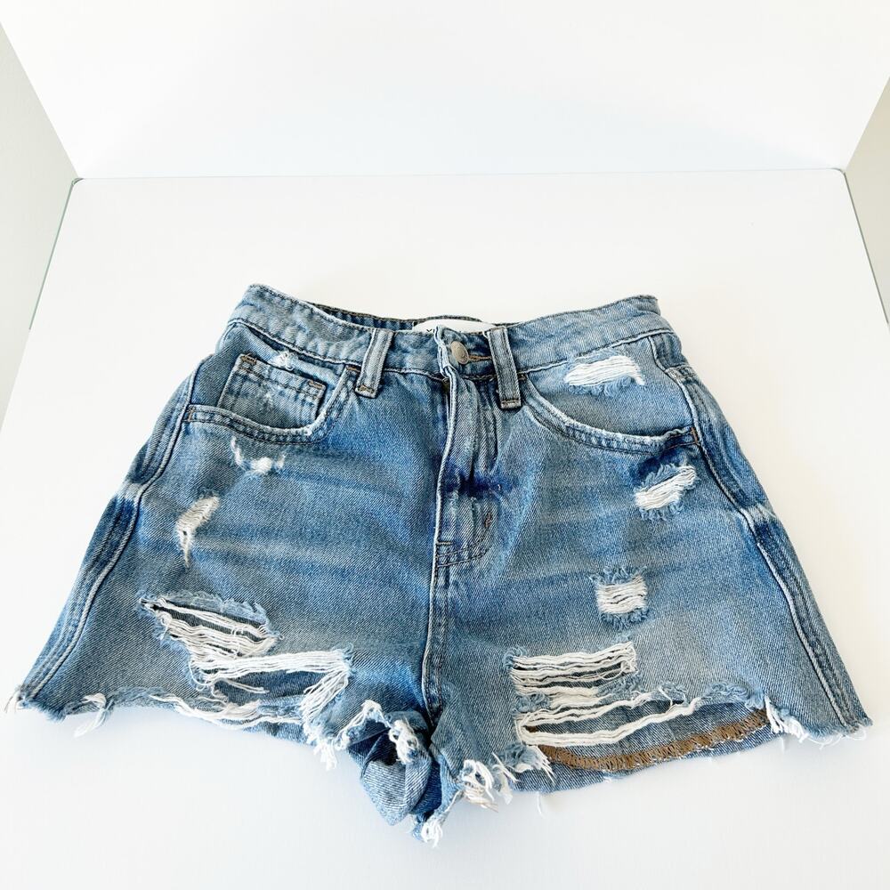 Flying Monkey High Rise Distressed Denim Shorts 22